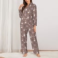 thumbnail image 2 of Picia cartoon geese Pattern Women’s Long-Sleeve Sleepwear Set - Soft 2-Piece Loungewear with Pockets, Comfy PJs for Relaxing Nights-Small, 2 of 7