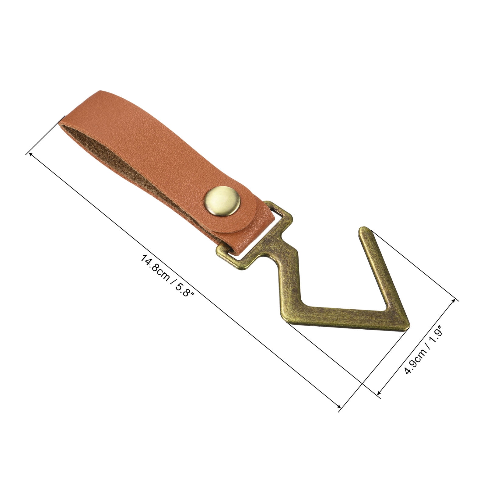 Unique Bargains PU Leather S Shelf Hooks Camping Hook Metal Outdoor Accessories Brown