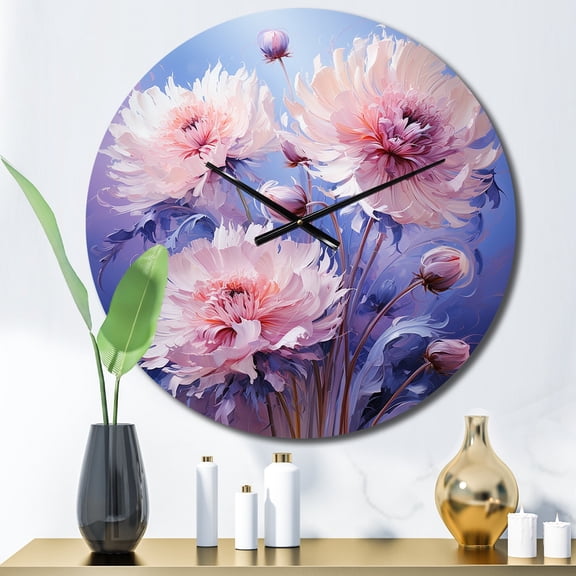 Designart "Purple Cornflowers love expression II" Floral Oversized Wall Clock