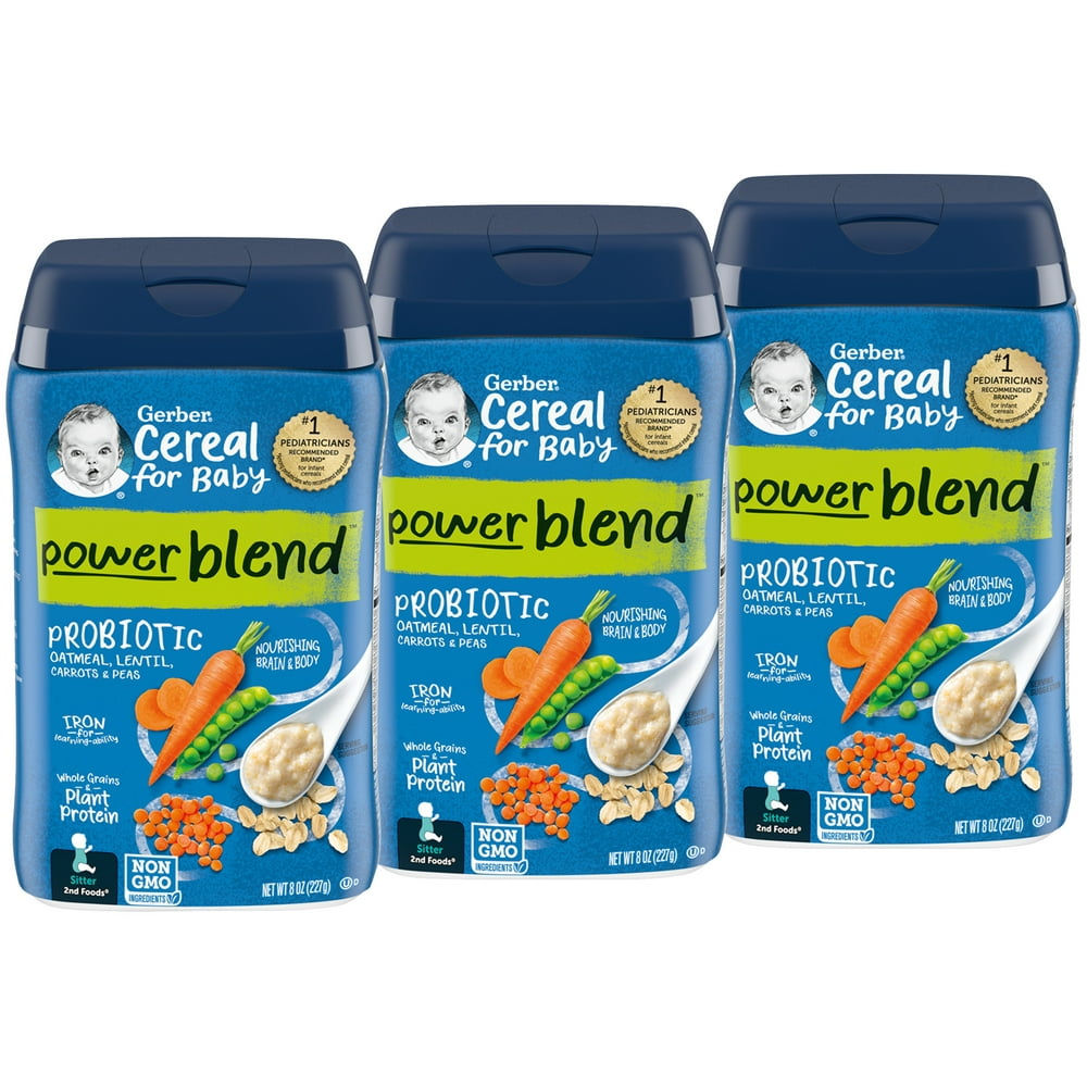 (3-Pack) Gerber 2nd Foods Probiotic, Oatmeal, Lentil, Carrots & Peas