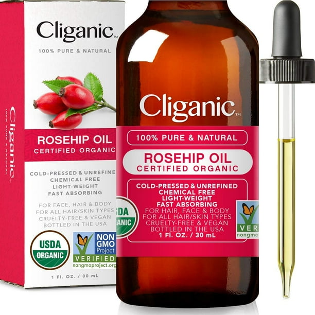 Cliganic Usda Organic Rosehip Seed Oil For Face 100 Pure Natural Cold Pressed Unrefined Non Gmo Carrier Oil For Skin Hair Nails Walmart Com Walmart Com