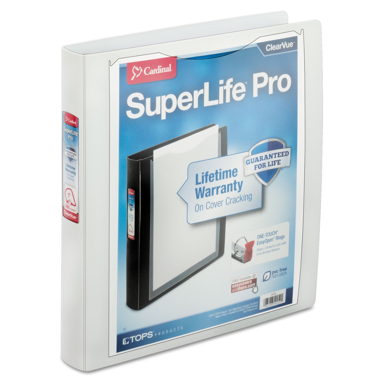 Cardinal SuperLife Pro Easy-Open ClearVue Locking Slant-D Binder, 1.5', 11 x 8 1/2, White