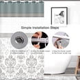 thumbnail image 6 of Gray Taupe Boho Shower Curtain Sets,Farmhouse Moroccan Paisley Bathroom Shower Curtains,White Antique Floral Waterproof Fabric Bath Curtain12 Hooks 72x72 in, 6 of 6