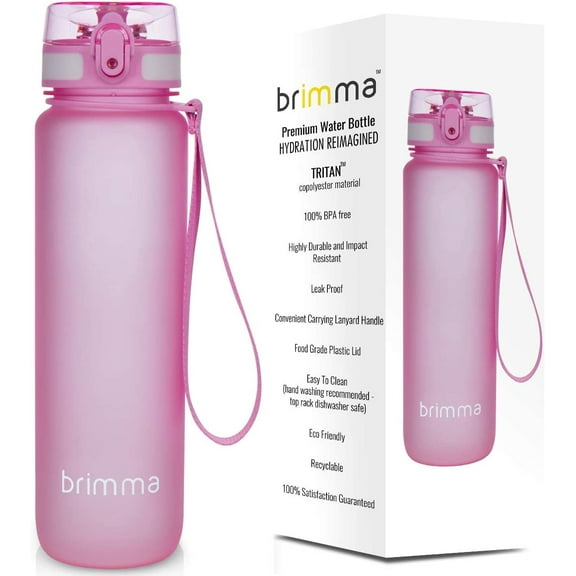 Brimma Premium Sports Water Bottle with Leak Proof Flip Top Lid - Eco Friendly & BPA Free Tritan Plastic - Must Have for The Gym, Yoga, Running, Outdoors, Cycling, and Camping