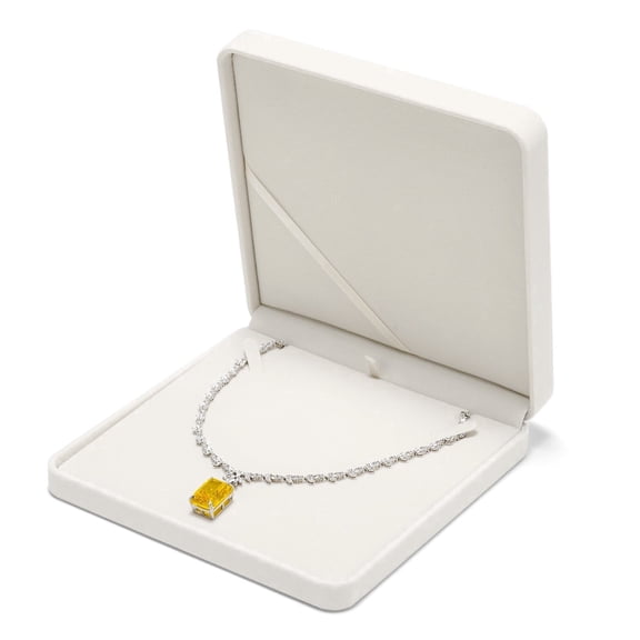 Oirlv 7.48" Cream Velvet Square Jewelry Box, Necklace & Pendant Storage Case for Gift & Display
