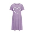 thumbnail image 5 of Ohufall Womens Nightgowns Fashion Casual Heart Printed Short Sleeve Nightshirt Loose Comfy Crew Neck Sleep Shirt, 5 of 6