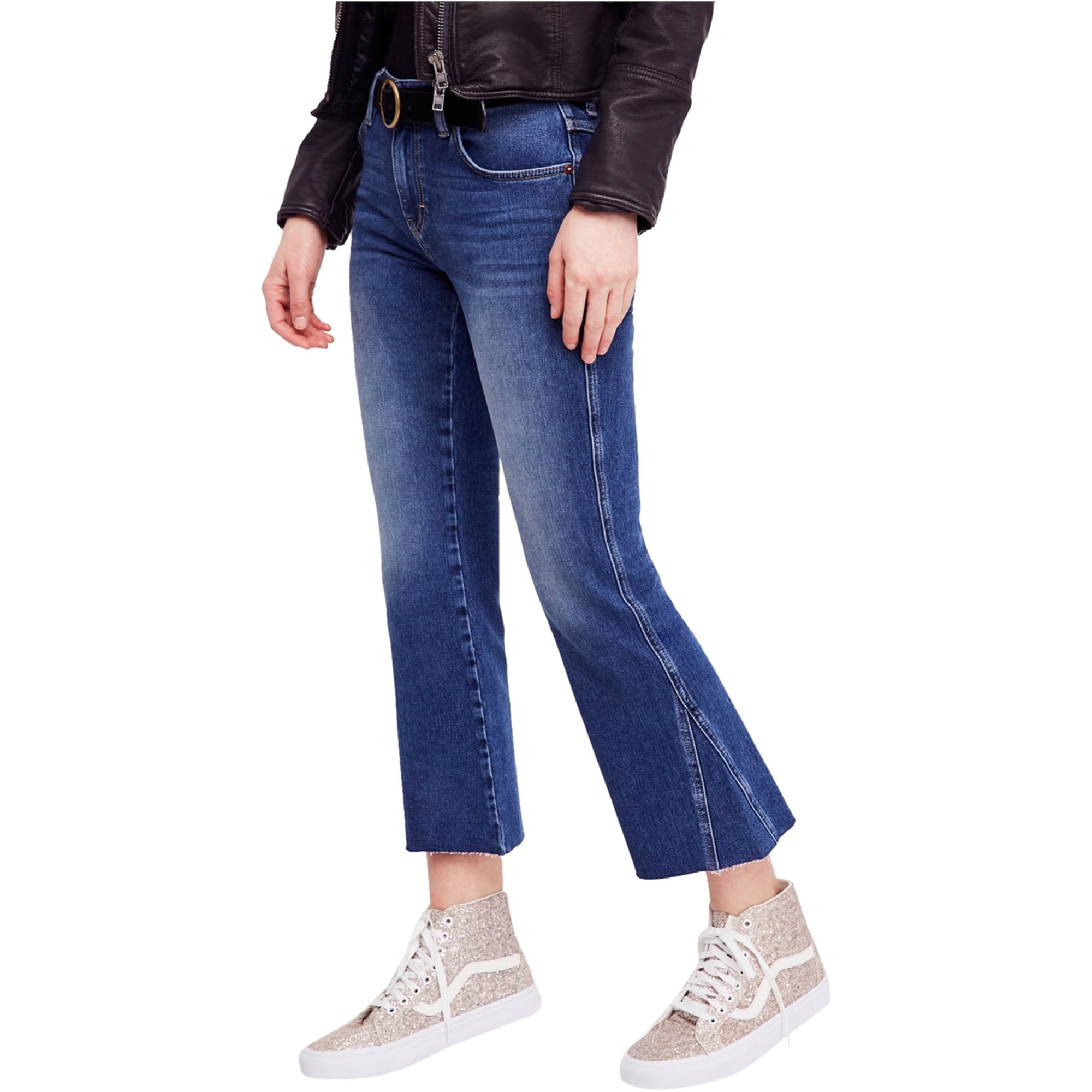 Womens Rita Crop Flared Jeans, Blue 