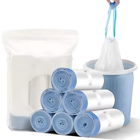 CCOCC Small Trash Bag,2.6 Gallon Garbage Bags Bathroom Trash Can Liners for Bedroom Home Kitchen 5 Counts,Auto Shrink,White