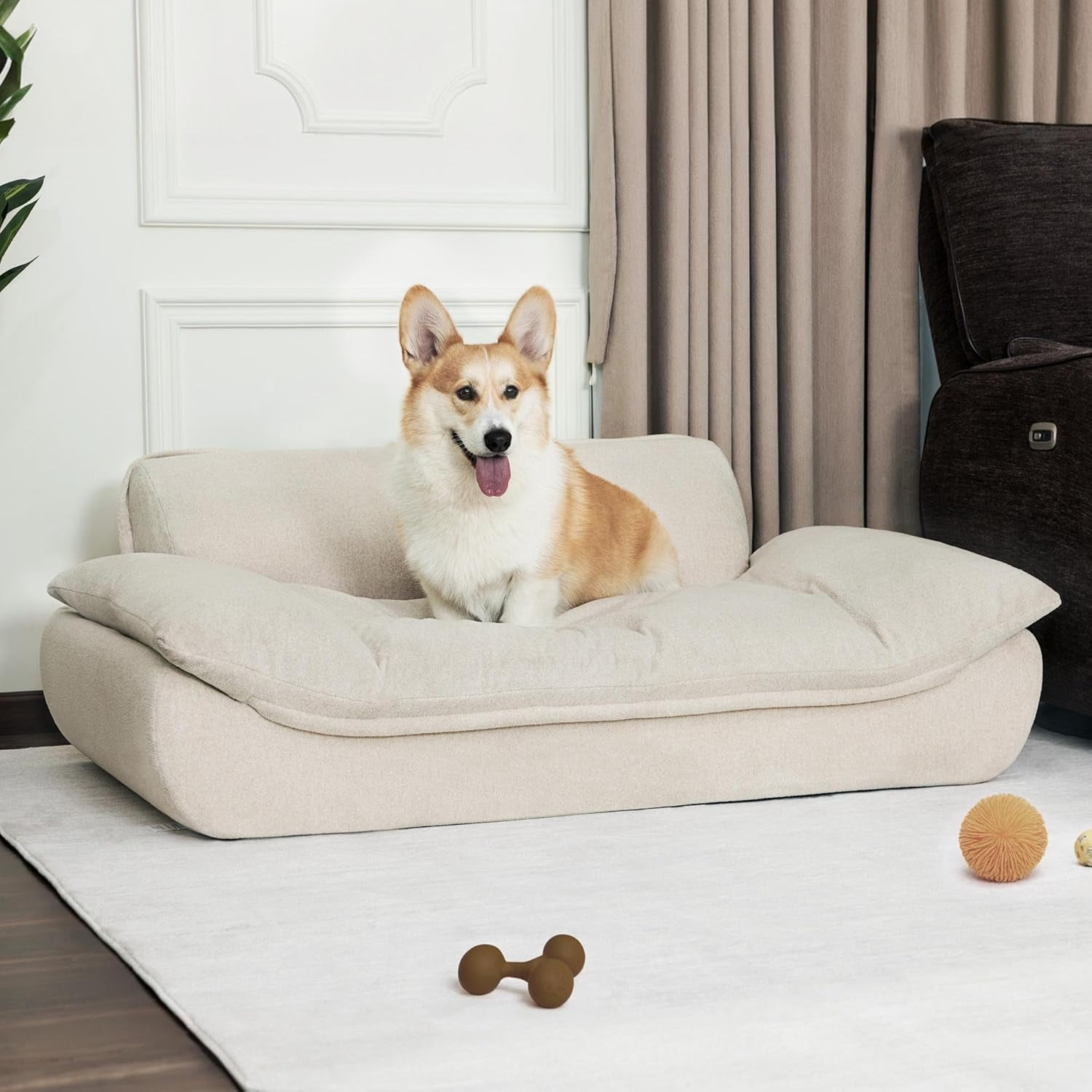 Lovupet Dog Couch for Large Breed, Fabric Dog Sofa Bed with Anti-Slip Bottom, PS215