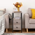thumbnail image 5 of HOOBRO Side Table, Chairside Table with 2 Drawer and Open Storage Shelf, Narrow Nightstand for Small Spaces, Stable and Sturdy Construction, Wood Look Accent Furniture, Greige and Black BG54BZ01, 5 of 5