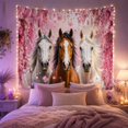 thumbnail image 2 of Three Horses in Pink Cherry Blossoms, Dreamy Japanese Inspired for Horse Lovers, Wildlife Art Wall Decor, Housewarming Gift, Tapestry Wall Hanging for Bedroom and Living Room, 2 of 7
