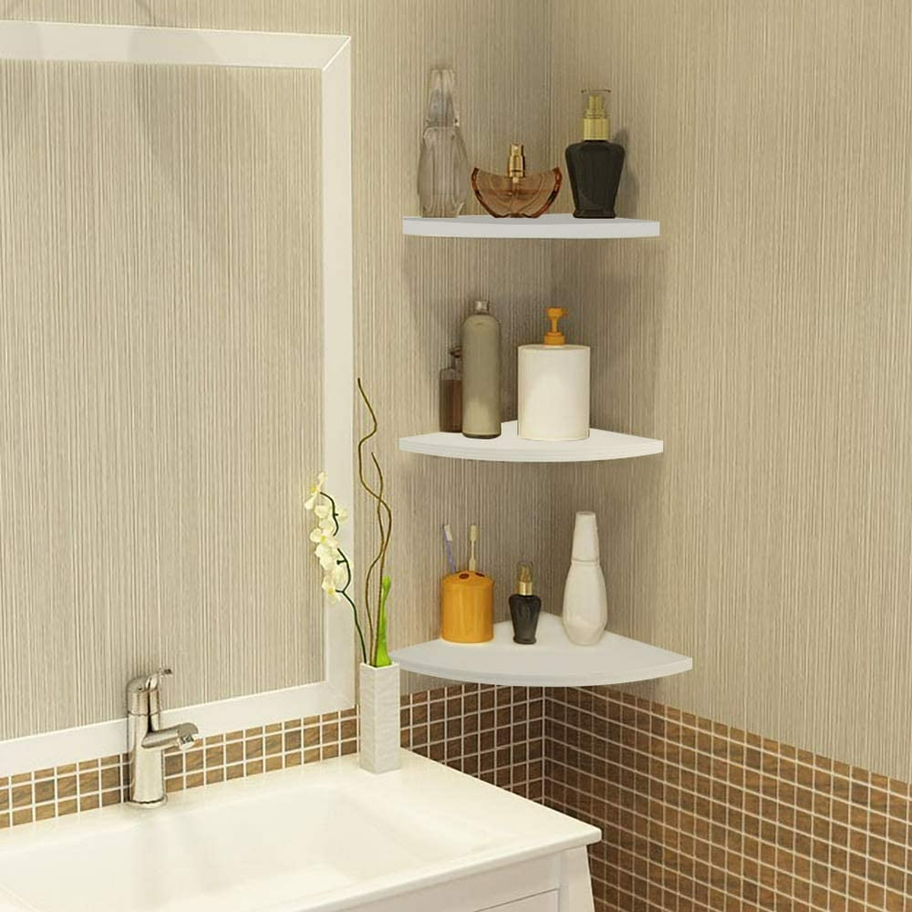 Hilitand 3Pcs Floating Corner Shelf WallMounted Storage Rack