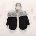 thumbnail image 5 of Curuila Toddler Boys Girls Gloves Fashion Solid Color Winter Warm Soft Thickened Comfortable Knit Mitten For Outdoor Black Size 1-4 Years, 5 of 6