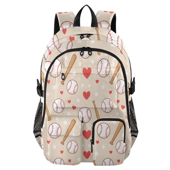 DIXRUYEE Love Baseball Backpack for School 14”Laptop Compatible with Reflective Safety Strips