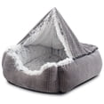 thumbnail image 1 of Cama para Perro MIXJOY 76 cm Rectangular Cueva con Manta con Capucha Gris, 1 of 9