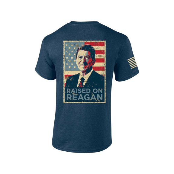 Reagan Bush Presidency Raised On Reagan Political Mens Short Sleeve T-shirt-Heather Navy-4xl