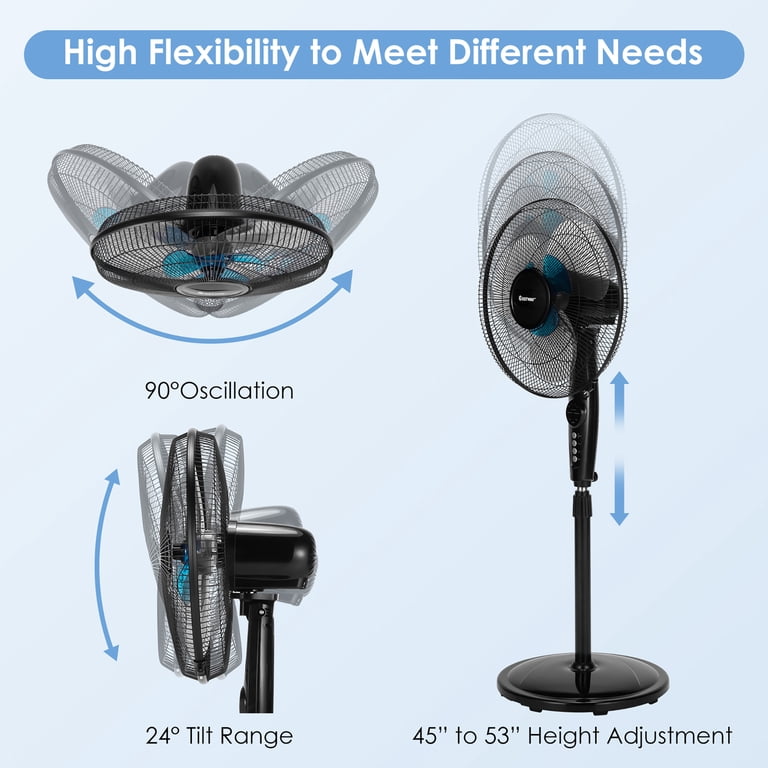 Costway 16" Pedestal Fan, Dual Blades, Remote, 7.5-Hour Timer photo 7