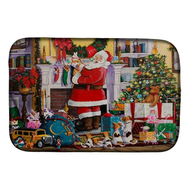 14 x 21 in. Santa Claus Placing the Presents Dish Drying Mat