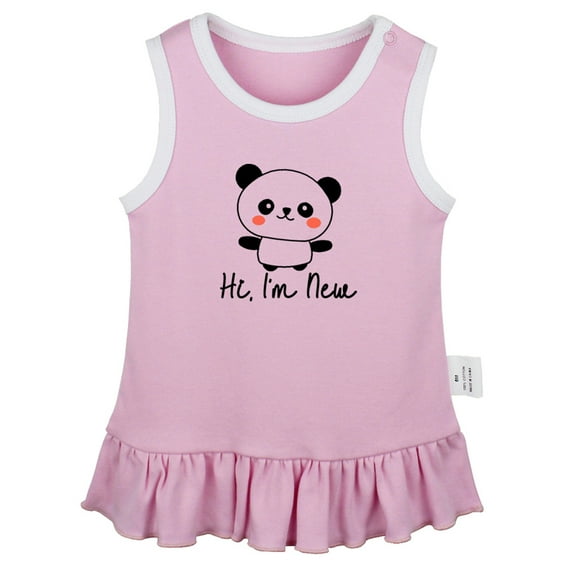 Hi, I'm New Funny Dresses For Baby, Newborn Babies Skirts, Infant Princess Dress, 0-24M Kids Graphic Clothes (Pink Sleeveless Dresses, 12-18 Months)