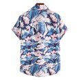 thumbnail image 4 of Hauts pour Hommes Mode Homme Col en V Manches Courtes T-Shirt Été Imprimé Bouton Blouse, 4 of 4