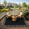 thumbnail image 4 of Garvee Area Rug 8x10ft Bordered Striped Carpet, Stain Resistant Machine Washable Rug Flat Woven Indoor Outdoor Rug with TPR Backing for Patio Balcony Bedroom Living Room, Black Coffee, 4 of 9