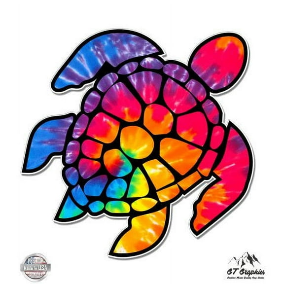 GT Graphics Tie Dye Sea Turtle - 3" Vinyl Sticker - for Car Laptop I-Pad Phone Helmet Hard Hat - Waterproof Decal