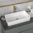 thumbnail image 1 of Sarlai 24 Vessel Sink Rectangle - 24 x 14 Inch Bathroom Sink Modern Large Rectangular Above Counter White Porcelain Ceramic Bathroom Vessel Vanity Sink Art Basin, 1 of 1