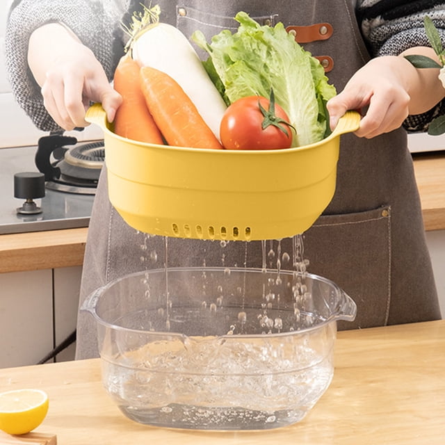 Holiday Deals! Gspmoly Kitchen Organizer Basket Food Safe Plastic Drainer Space Saving Storage Container for Vegetables Utensils Sturdy Design Easy Clean Multi Purpose Use Holiday Deals