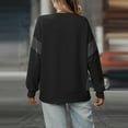 thumbnail image 4 of HomeDM Womens Long Sleeve Sweatshirts Crewneck Color Block Pullover Tops Side Split Hem - Black/2XL, 4 of 6