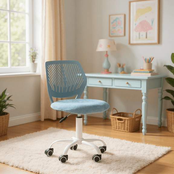 Homy Casa Kids Study Chair Ergonomic Desk Stool with Adjustable Height and Rolling Casters for Study Room Bedroom and Home Office