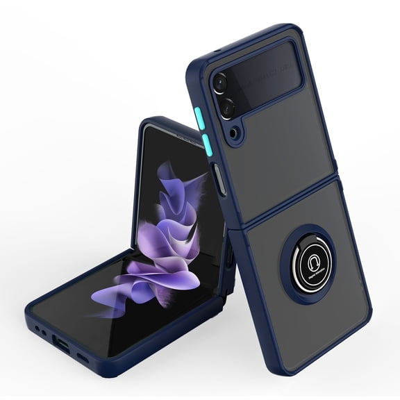 For Samsung Galaxy Z Flip 6 Case Magnetic Ring Stand Phone Cover w/ Frosted Back