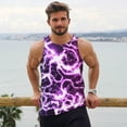 thumbnail image 6 of Gukieu Blue Lightning Print Men's Quick Dry Fitness Vest, Round Neck Sleeveless Fitness Bodybuilding Top-3X-Large, 6 of 7