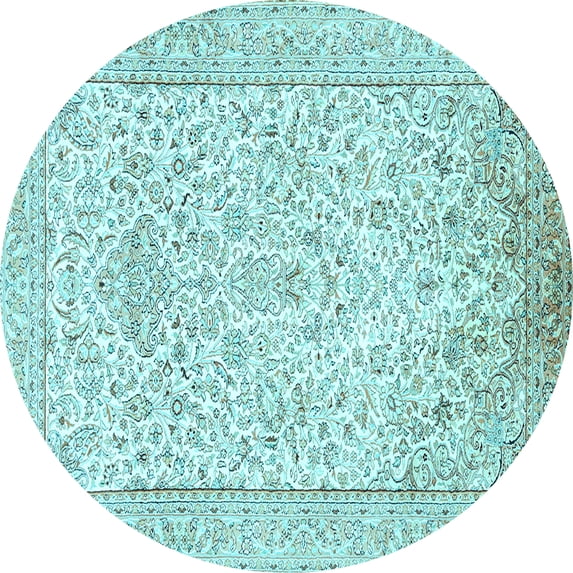 Ahgly Company Indoor Round Persian Light Blue Traditional Area Rugs, 8' Round
