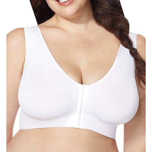 Women's Just My Size MJ1274 by Hanes Pure Comfort Front Closure Wirefree Bra (White 2X)