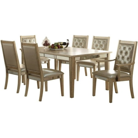Antique Gold Dining Room Set 7 Pcs Clic Acme Furniture 61005 Voeville
