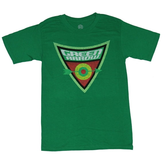 Green Arrow (DC Comics) Mens T-Shirt - Distressed Triangle Target Logo Image (Small)