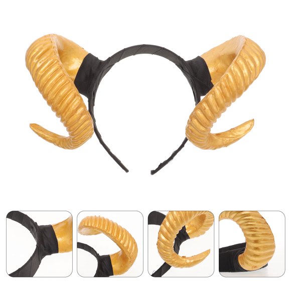OUNONA Cow Horn Hair Hoop Props Wide-Edge Hair Band Photo Props for Women Men Cosplay Party 1Set