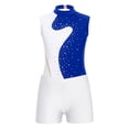 thumbnail image 5 of Alvivi Gymnastics Leotards for Girls Sleeveless Color Block Dance Bodysuit and Shorts Bottoms Blue&White 6, 5 of 7