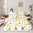 thumbnail image 3 of Erosebridal Rustic Bug Bee Queen Comforter Set,Nature Wildlife Theme Comforter Sets Queen,White Yellow,Light Gray Reversible,3pcs,1 Comforter and 2 Pillowcases, 3 of 7