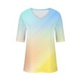 thumbnail image 3 of Tumotour Summer Tops For Women Short Sleeve V Neck Tunic Shirts Casual Gradient Color Loose Fashion Trendy Lightweight Soft Casual Summer Outfits Clothes 2025, 3 of 4