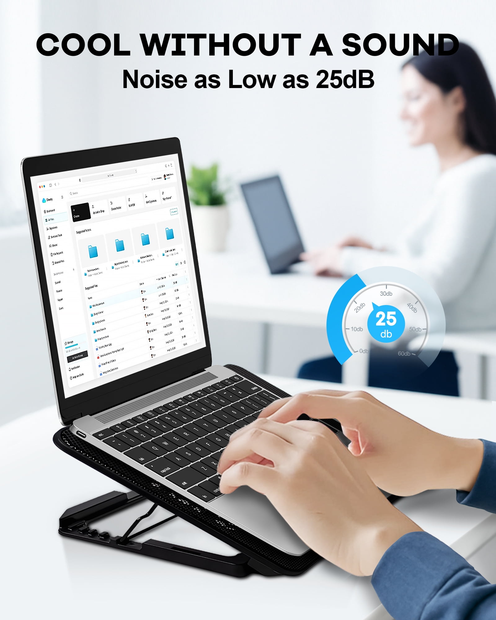 Atzeste Laptop Cooling Pad for Laptops, Laptop Cooler with 6 Quiet Cooling Fans for 12''-17.3'' Laptops, Height Wind Speed Adjustable Laptop Cooling Stand, 2 USB Ports and Phone Stand, Black