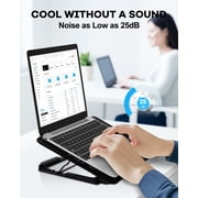 Atzeste Laptop Cooling Pad for Laptops, Laptop Cooler with 6 Quiet Cooling Fans for 12''-17.3'' Laptops, Height Wind Speed Adjustable Laptop Cooling Stand, 2 USB Ports and Phone Stand, Black