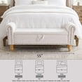 thumbnail image 6 of 55''W Storage Bench for Queen Bed End of Bed, Mid-Century Linen Upholstered Bench with Rolled Armed, Beige, 6 of 6