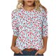 thumbnail image 1 of Tops de Verano 3/4 Mangas para Mujeres 2025 Impresa Camiseta Blusa Cuello Redondo Primavera Y Verano Top, 1 of 5