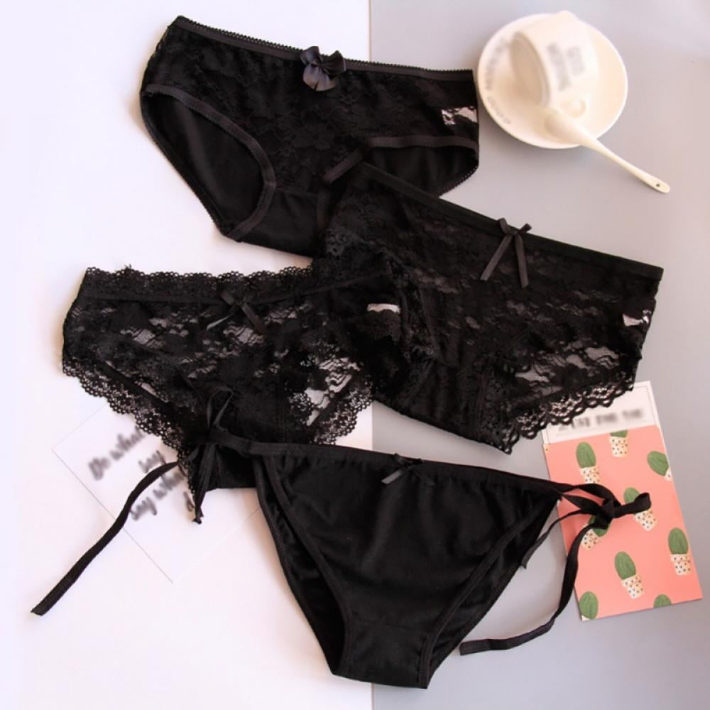 Women Underwear Briefs Sequin Embroidery Open Crotch Thong Transparent  Color Appeal Underpants Panties