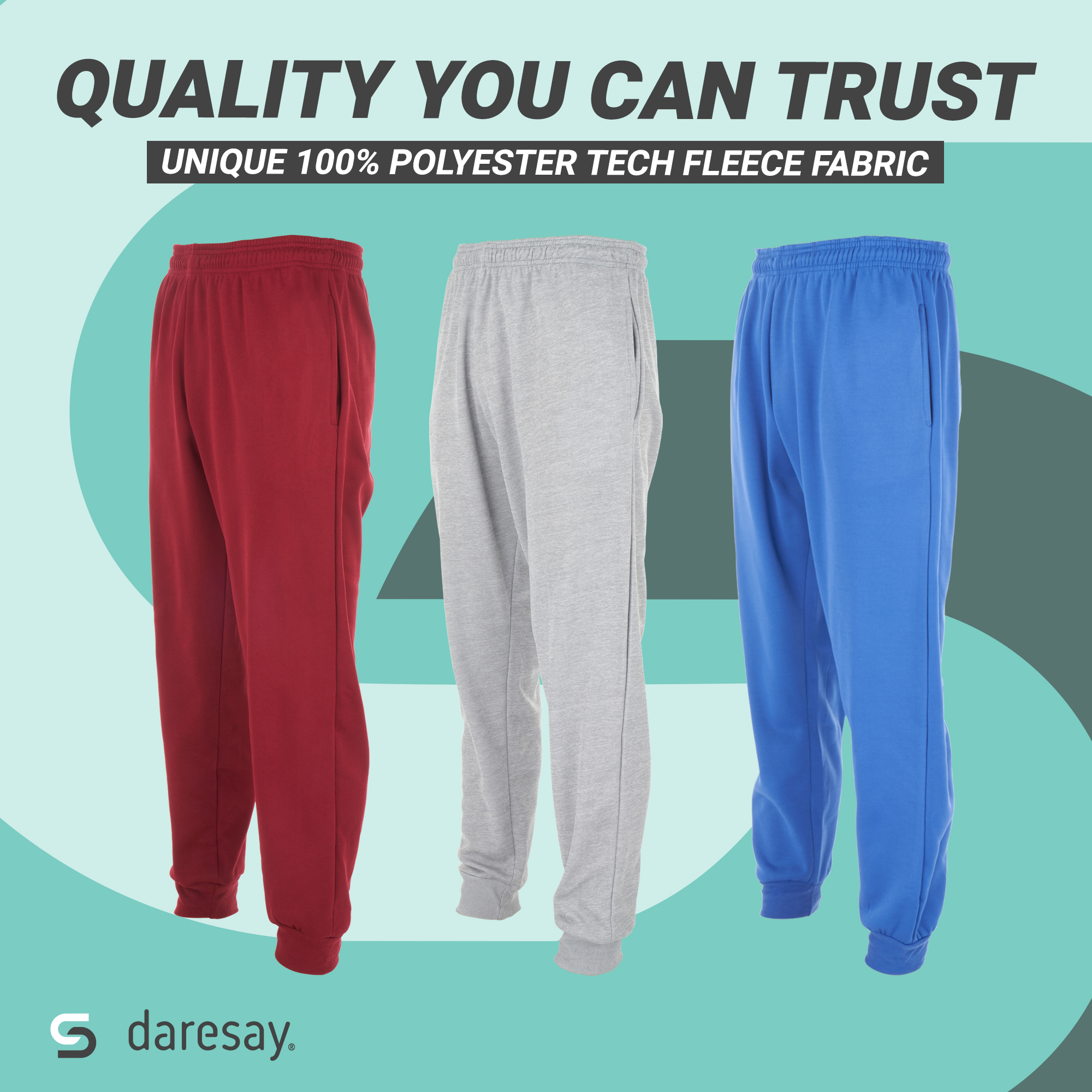 DARESAY [3-Pack] Men's Tech Fleece Joggers Dry Fit Performance Sweatpants (Up To Size 3XL) - image 4 of 5