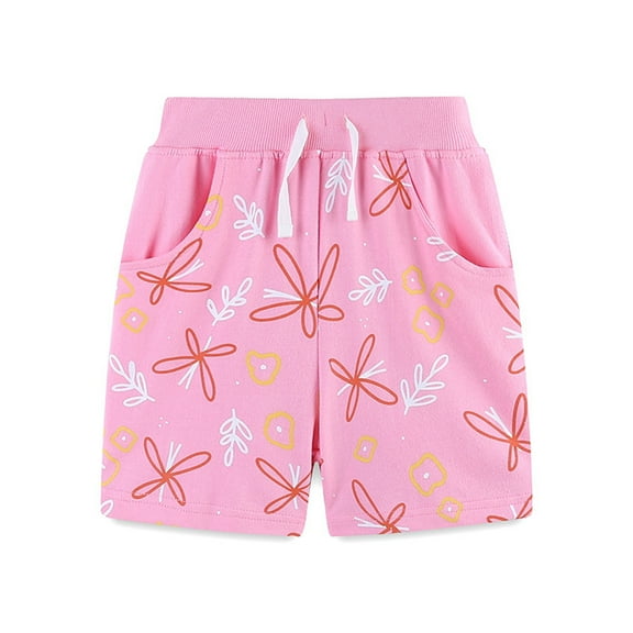 Odeerbi 2-7 Years Kids Girls Summer Cotton Shorts Floral Athletic Sports Shorts Cute Casual Breathable Shorts
