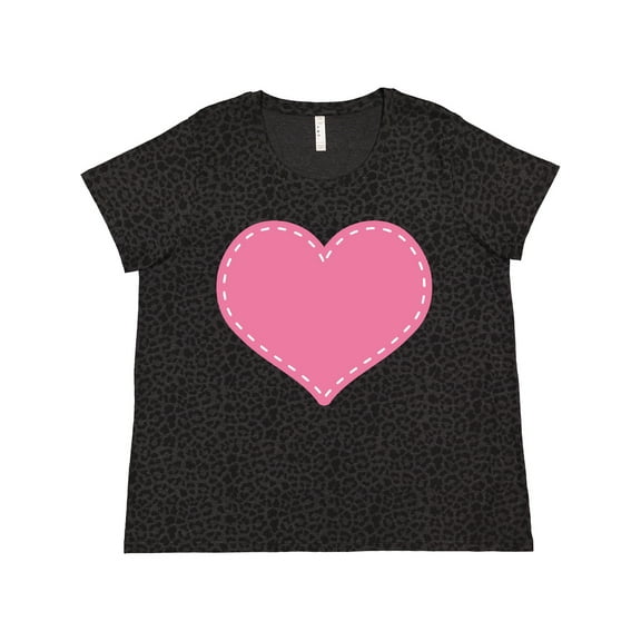 Inktastic Pink Heart (stitch Border) Women's Plus Size T-Shirt