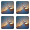 thumbnail image 1 of Fantasy Coaster Set of 4, Santa Claus is Coming to Town with a Bunch of Gifts in Winter Abstract Art Print, Square Hardboard Gloss Coasters, Standard Size, Multicolor, by Ambesonne, 1 of 2
