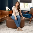 thumbnail image 3 of Jaxx Candler Round Coffee Table Ottoman, Large, 36-Inch, Premium Faux Leather, Walnut, 3 of 11
